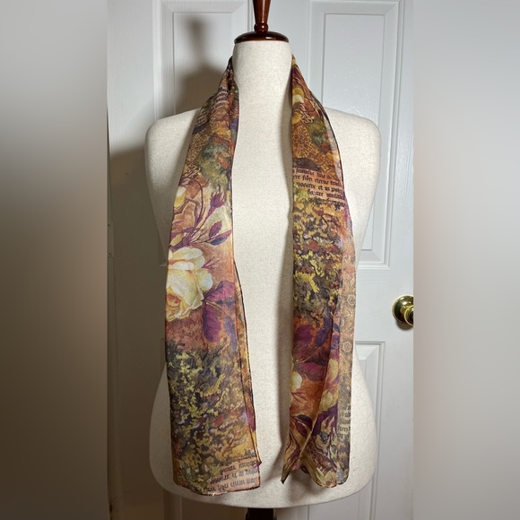Vintage Floral Print Scarf - Picture 6 of 7